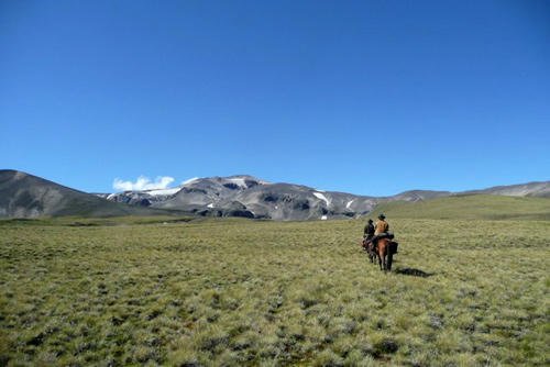 horse trail ride in the Andes